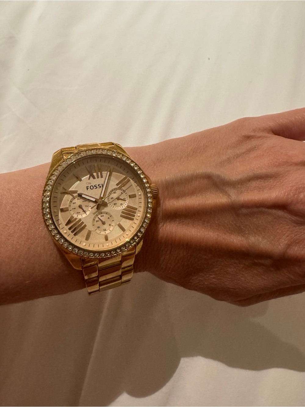 Fossil Women's Rose Gold Crystal-Accent Chronograph Watch